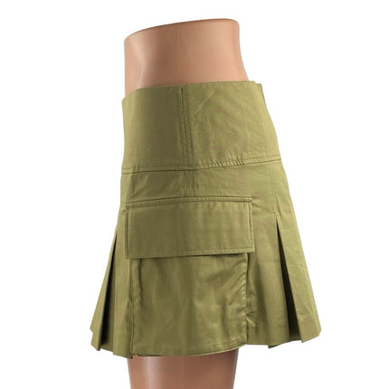 Zara Women's Green High Waisted Pleated A Line Cargo Skort Skirt Shorts Size S