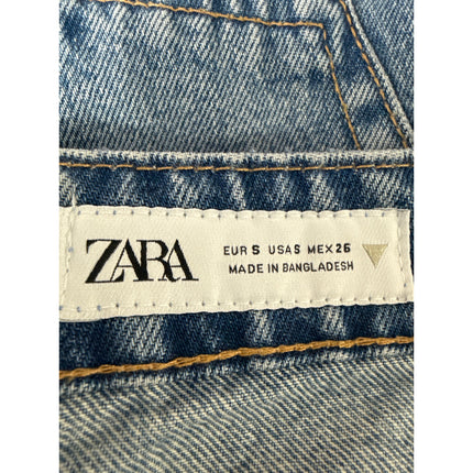 Zara Women's Blue Medium Wash Y2K Mid Waist Mini Straight Denim Jean Skirt Sz S