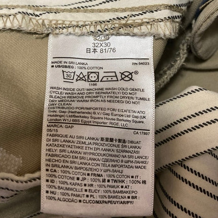 Gap Men's Beige Tan Khaki Slim Straight Leg Chino Trousers Pants Size 32x30