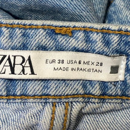 Zara Women's Blue Medium Wash High Waisted Straight Leg Denim Jeans Pants Size 6