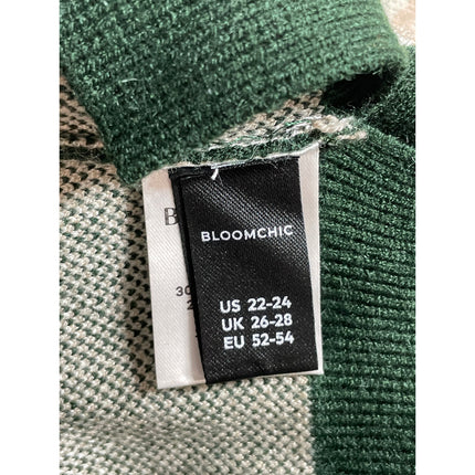 Bloomchi Women's Green Floral Crew Neck Long Sleeve Knit Sweater Top Size 22/24