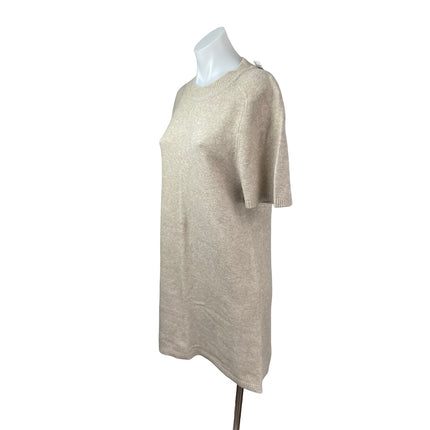 NEW Abercrombie & Fitch Beige Wool Knit Short Sleeve Mini Sweater Dress Size M