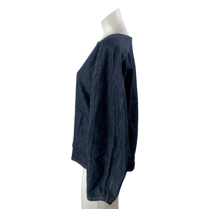 Banana Republic Women's Navy Blue Chambray Denim Jeans Long Sleeve Blouse Size S