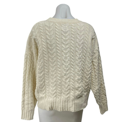 Joie Women's Cream Long Sleeve Cable Knit Crew Neck Pullover Sweater Top Size M
