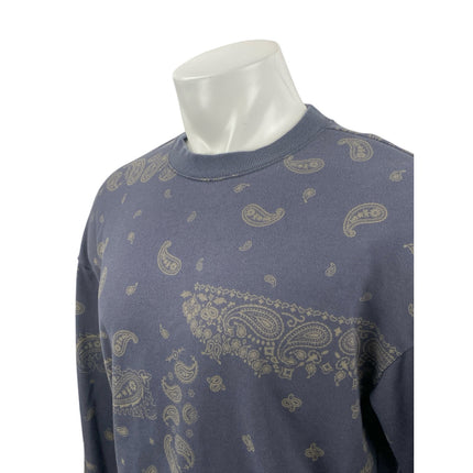 Original Use Men's Navy Blue Paisley Long Sleeve Crew Neck Sweatshirt Top Size M