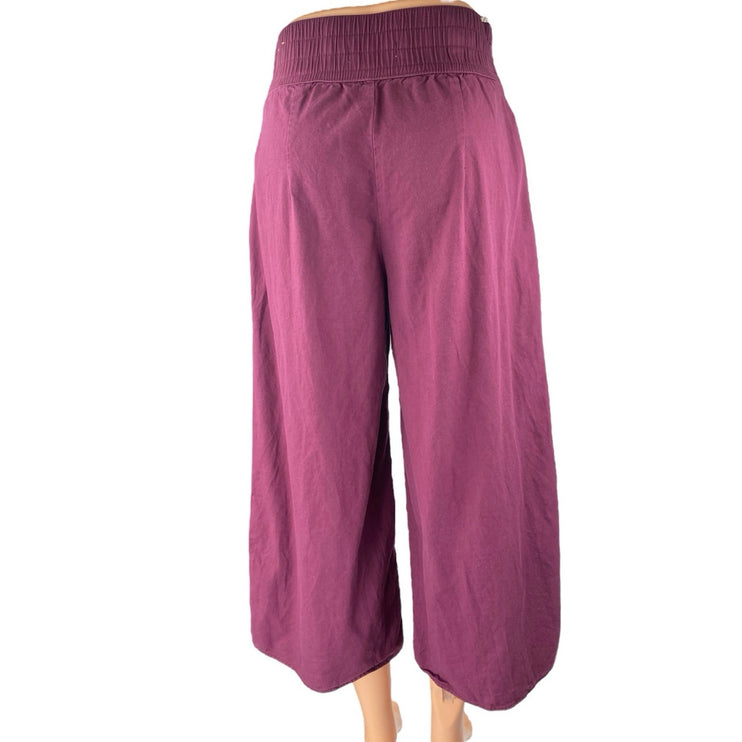 Hollister Womens Purple Pleated Button High Rise Baggy Wide Leg Trousers Pants S
