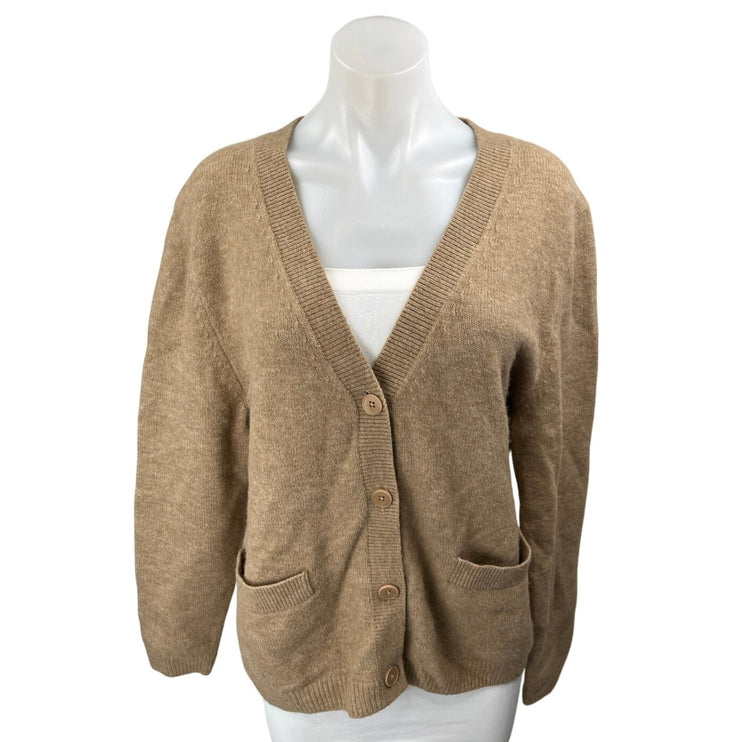 Aritzia Wilfred Brown V Neck Pocket Button Down Cardigan Sweater Top Size M