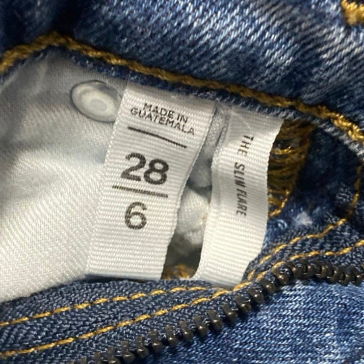 Ann Taylor LOFT Blue High Waist Raw Cut Herm Slim Flared Bootcut Denim Jeans 6