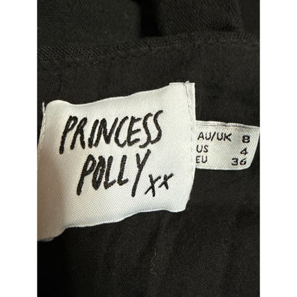 Princess Polly Black Short Sleeve Square Neck Back Zip Mini A Line Dress Size 4