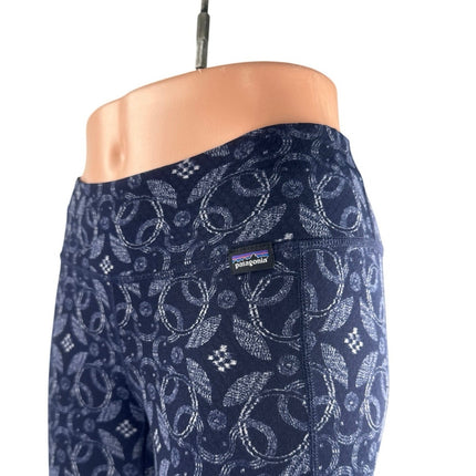 Patagonia Capilene Midweight Women Blue Cropped Base Layer Leggings Pants Sz XXS