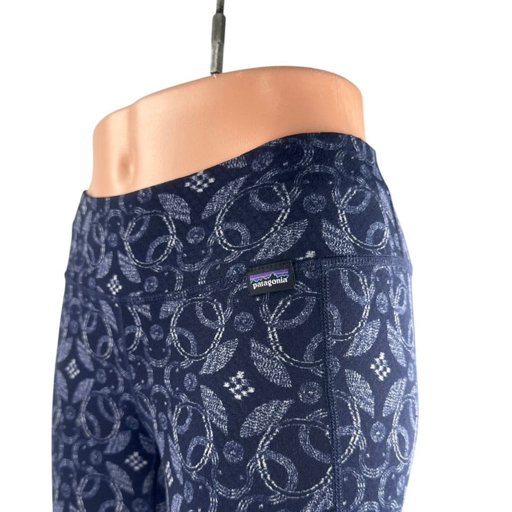 Patagonia Capilene Midweight Women Blue Cropped Base Layer Leggings Pants Sz XXS