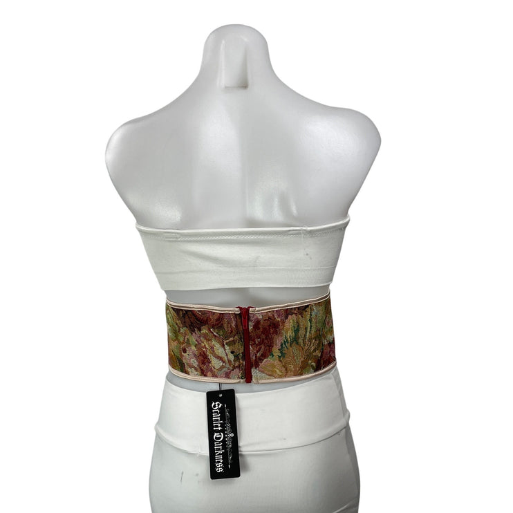 NEW Scarlet Darkness Multicolor Floral Lace Up Strapless Underbust Corset Size S