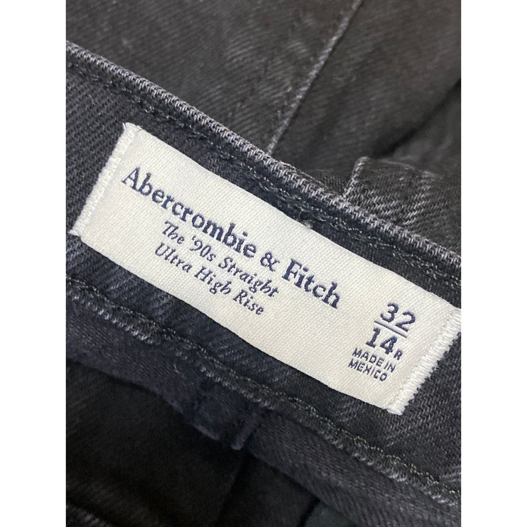 Abercrombie & Fitch The 90s Straight Black High Rise Relaxed Denim Jeans Size 32