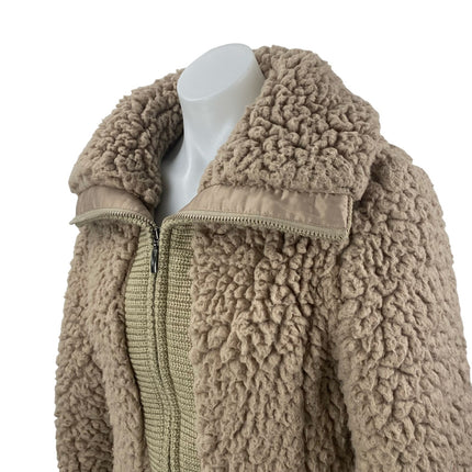 Pins & Needles Brown Tan Sherpa Fleece Teddy Full Zip Sweater Jacket Top Size S