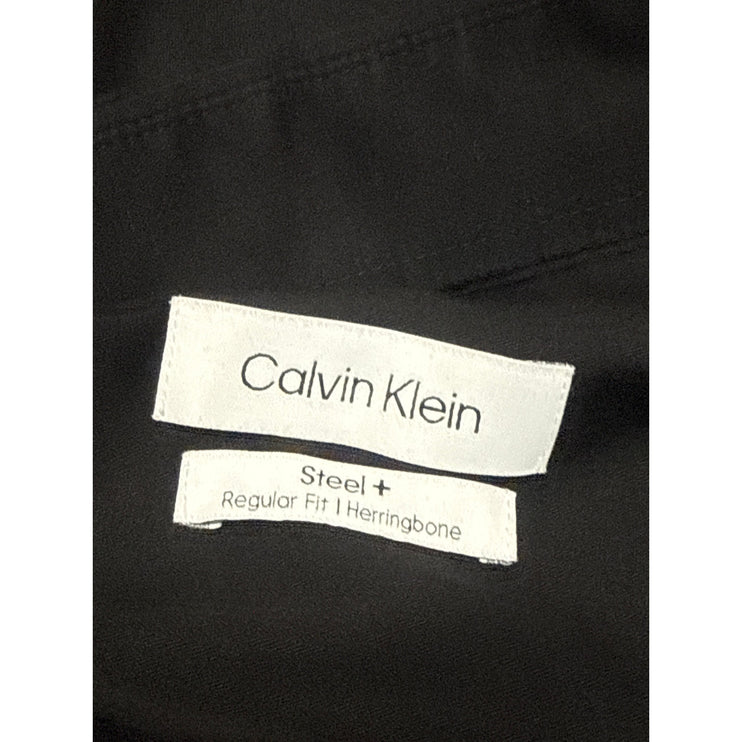 Calvin Klein Steel+ Mens Black Regular Fit Long Sleeve Button Down Shirt Top XXL