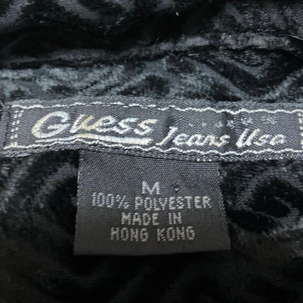 Guess Jeans Black Long Sleeve Semi Sheer Geometric Button Up Shirt Top Size M