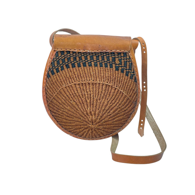 Brown Tan Woven Flap Rattan African Kiondo Boho Crossbody Bag Handbag Size OS