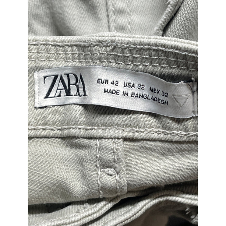 Zara Men's White Distressed High Rise Slim Fit Skinny Denim Jeans Pants Size 42