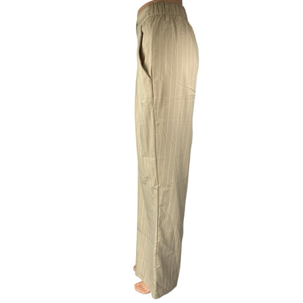 NEW H&M Divided Beige Tan Striped High Waist Wide Leg Trousers Dress Pants XXL