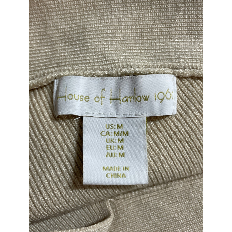 House of Harlow 1960 Cream Beige Cross Halter Sleeveless Knit Crop Top Size M