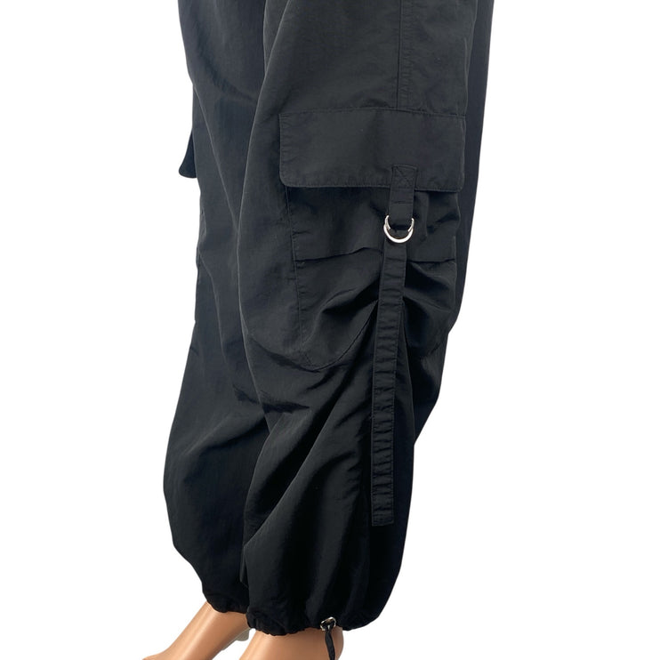 Zara Women's Black High Waisted Utility Cargo Parachute Trousers Pants Size S