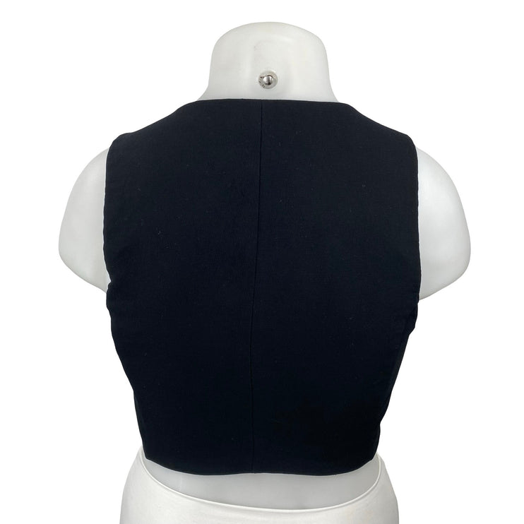 Aritzia Wilfred Dauphine Women's Black Deep V Neck Sleeveless Crop Tank Top Sz L