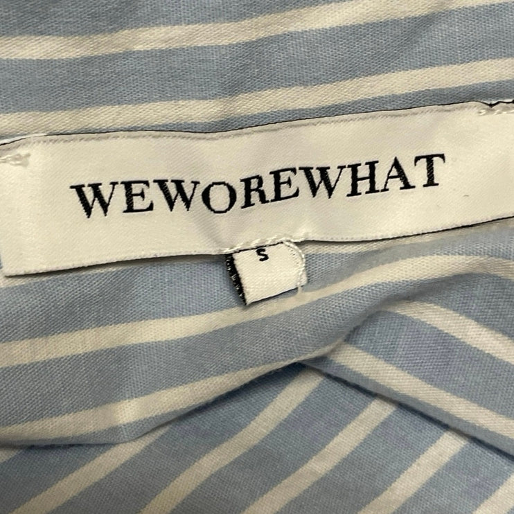 WeWoreWhat Women's Blue Striped Pocket Long Sleeve Button Down Shirt Top Size S