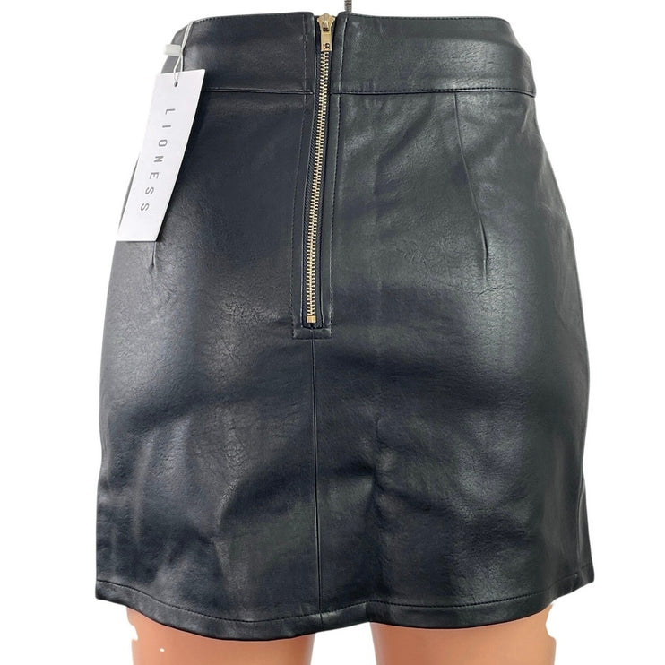 NEW Lioness The Rizzo Faux Leather Vegan High Waist Slit Pencil Mini Skirt XXS