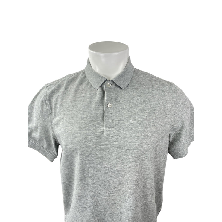 Club Room Mens Gray Collared Short Sleeve Slim Office Casual Polo Shirt Top Sz M