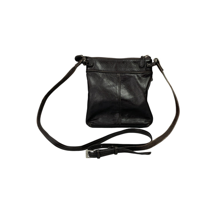 ILI New York Brown Leather Zipper Adjustable Strap Crossbody Messenger Bag