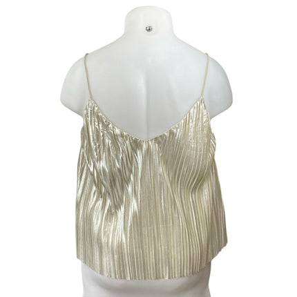 4SI3NNA Women's Gold Metallic Pleated Sleeveless Cami Camisole Crop tank Top XL