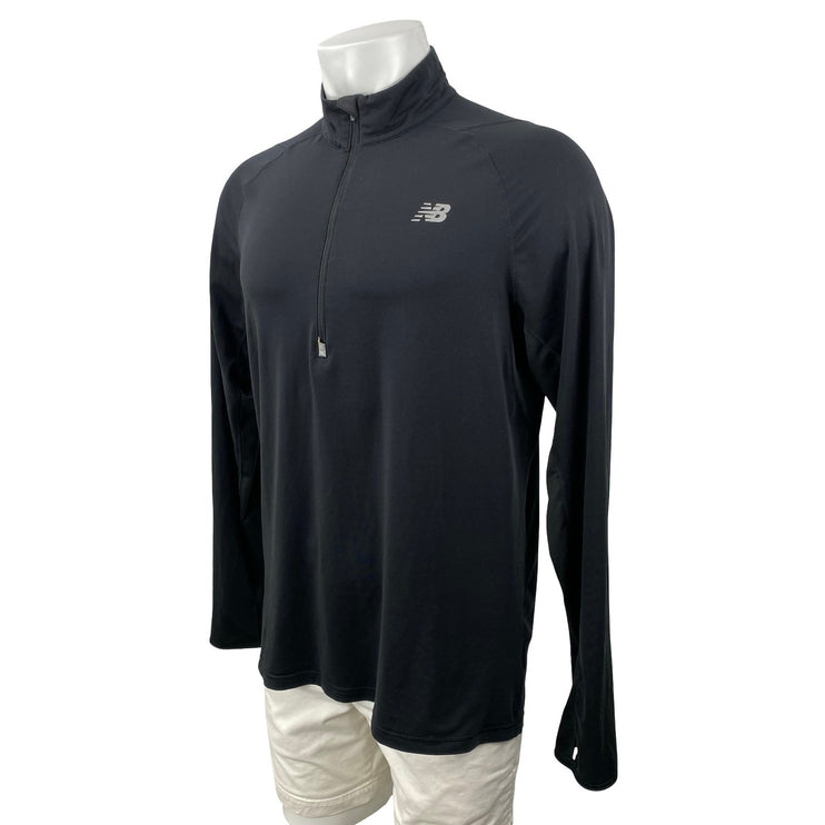 New Balance Men's Black High Neck Long Sleeve Sports Athletic Activewear Top L
