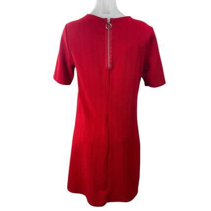 H&M Divided Women's Red Short Sleeve Round Neck T Shirt Mini Shift Dress Size 12