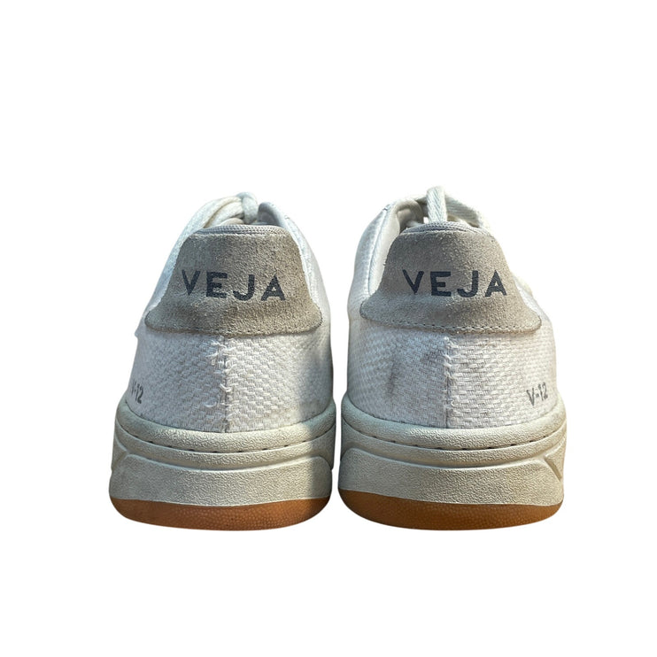 Veja V-12 Women's White Gray Suede Leather Lace Up Low Top Sneakers Shoes 9