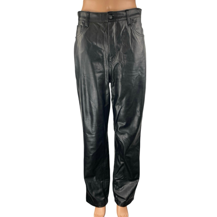 Abercrombie & Fitch The 90s Straight Ultra High Rise Black Faux Leather Pants 8