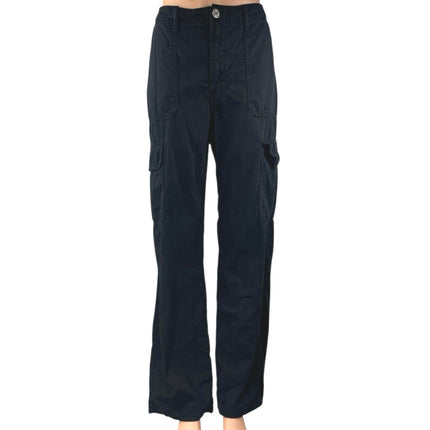 Zara Women's Black High Waisted Baggy Wide Leg Trousers Cargo Pants Size 8