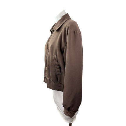 Fieldmaster Women's Brown Collared Long Sleeve Full Zip Bomber Coat Jacket S/M