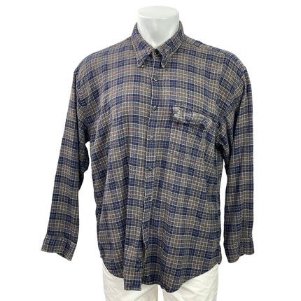 Van Hausen Men Blue Plaid Classic Pocket Long Sleeve Button Down Dress Shirt XL