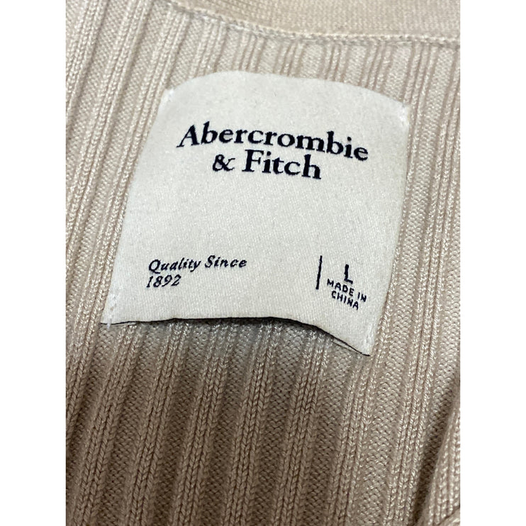 Abercrombie & Fitch Beige Ribbed V Neck Long Sleeve Crop Cardigan Sweater Top L