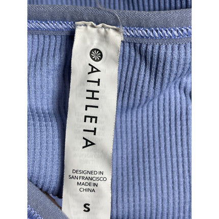 Athleta Women's Blue Ribbed Knit Sleeveless Yoga Workout Athletic Crop Top Sz S
