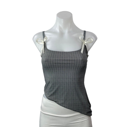 Lioness Dollhouse Gray Black Sleeveless Onyx Gingham Check Asymmetric Cami Top S