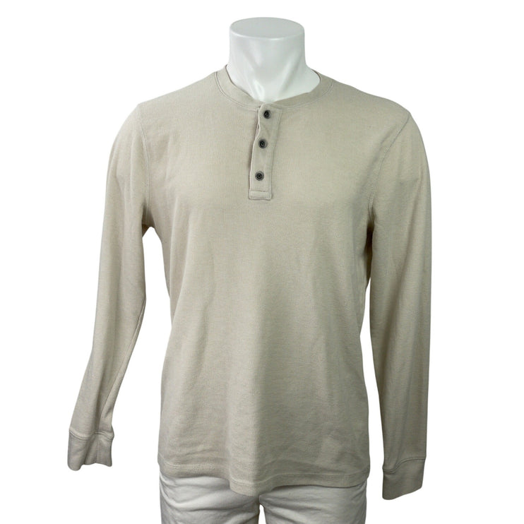 Banana Republic Men's Light Gray Knit Long Sleeve Henley T Shirt Tee Top Size L