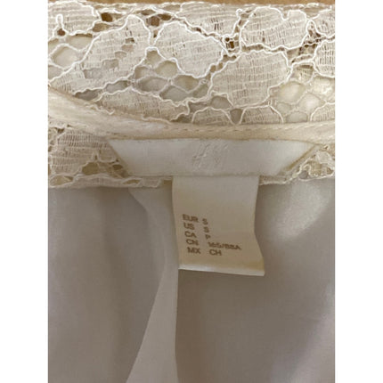 H&M Cream Floral Lace Long Sleeve Tie Belted Robe Cardigan Sweater Top Size S