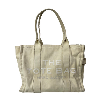 Marc Jacobs The Tote Bag Cream Beige Zip Laptop Travel Tote Shoulder Handbag OS