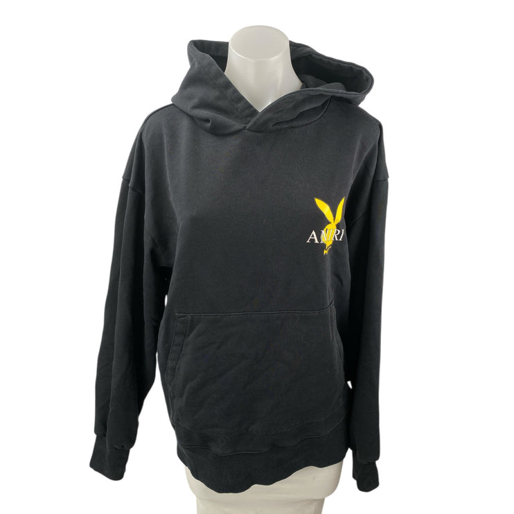 Amiri x Playboy Women's Black Hoodie Hooded Long Sleeve Sweatshirt Top One Size