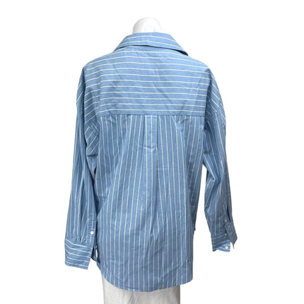 Abercrombie & Fitch Womens Blue Striped Long Sleeve Button Down Shirt Top Size M