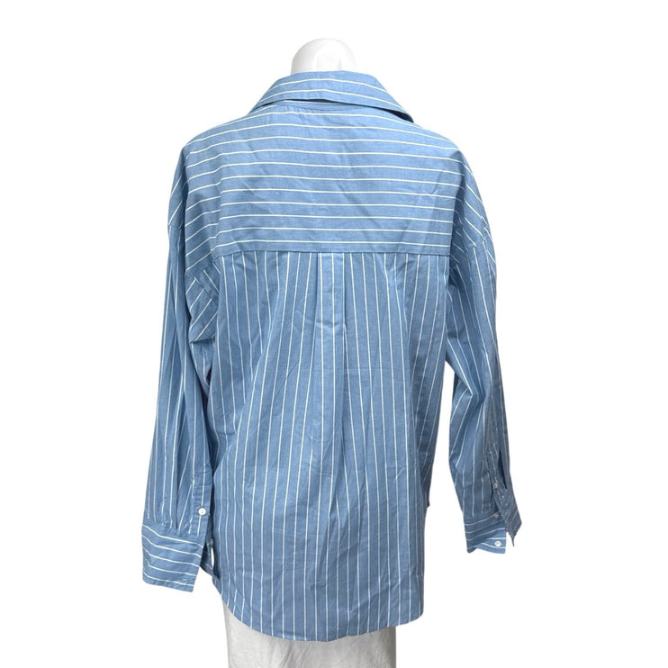 Abercrombie & Fitch Womens Blue Striped Long Sleeve Button Down Shirt Top Size M