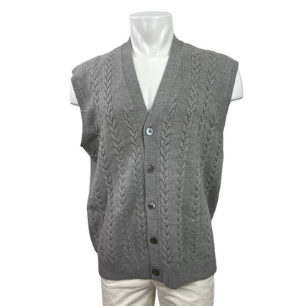 Brooks Brothers100% Wool Gray Cable Knit Button Down Cardigan Vest Tank Top XL