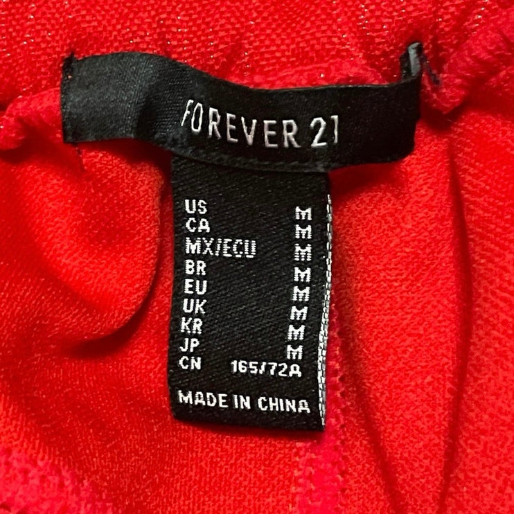 Forever 21 Women's Red High Waisted Stright Wide Leg Trousers Cargo Pants Size M