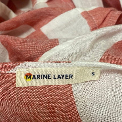 Marine Layer Pink White Striped Short Sleeve V Neck Tie Mini Wrap Dress Size S